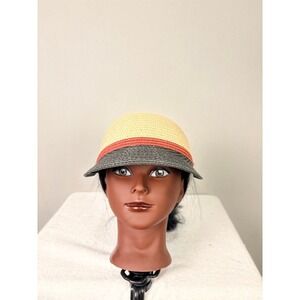 Straw Visor Hat Womens Ladies Beach Sun Hat With Ribbon Accent